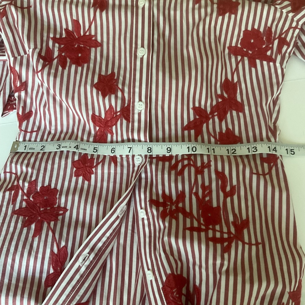 Zara Striped Embroided Dress Red  Midi XSmall - Picture 10 of 15